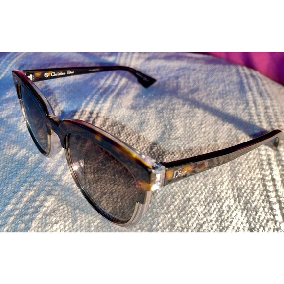 Dior Sight 1 Oversized Cat Eye Sunglasses Top Havana 54mm Clear Tortoiseshell - Picture 12 of 14